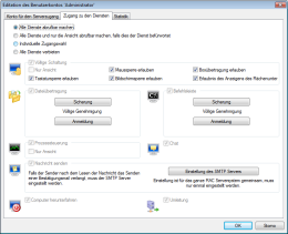 Individuelle Einstellung des Benutzerzugangs zu den einzelnen Diensten. RAC  Remote Desktop, Fernwartung, Fernzugriff und Remote Support.