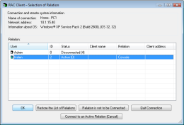 Selection of relations. RAC - Remote Desktop, Remote Access, Remote Support, Service Desk, Remote Administration.