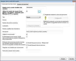 Agregar nueva cuenta de usuario. RAC - Software para el control remoto del PC y de la administracin alejada.