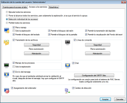 Configuracin individual de los accesos del usuario a cada uno de los servicios. RAC - Software para el control remoto del PC y de la administracin alejada.