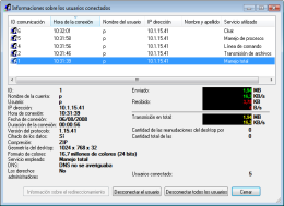 Informaciones sobre los usuarios conectados, con la opcin de desconectar uno o todos los usuarios. RAC - Software para el control remoto del PC y de la administracin alejada.
